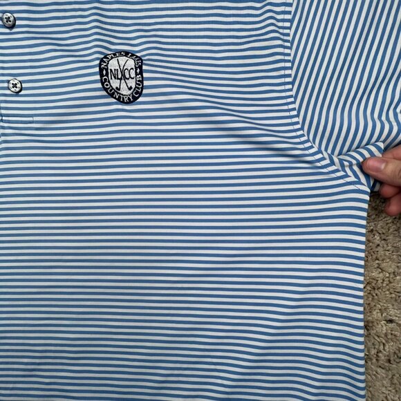 FOOTJOY PRODRY LISLE Blue Striped Short Sleeve Golf Polo XL MAPLES LAKES CLUB - Picture 9 of 10